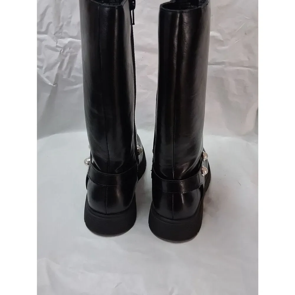 Sonoma Black Pearl-Embellished Girl's Mid-Calf Boots Sz 2 NWOT